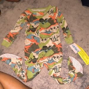 NWT Carter's | Green and Orange Dinosaur Footie